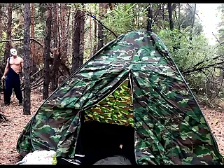 Masked Villain Fucks Tired Tourist in Tent &sol; HORROR PORN &sol; Russian gay