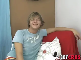 Twink gay Dillon Samuels receives blowjob while masturbating