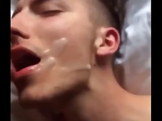 Twink eating cum&period;