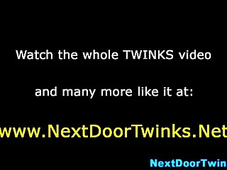 Teen twink tugs and cums